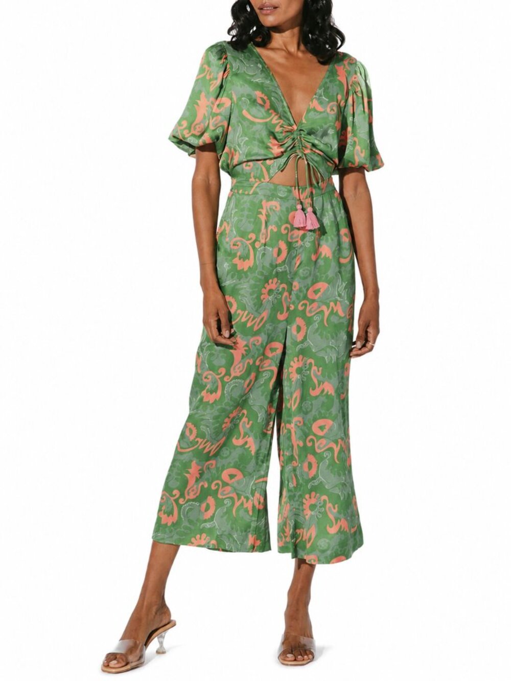NWT Cleobella Claire Jumpsuit Green Abstract Print Size Small